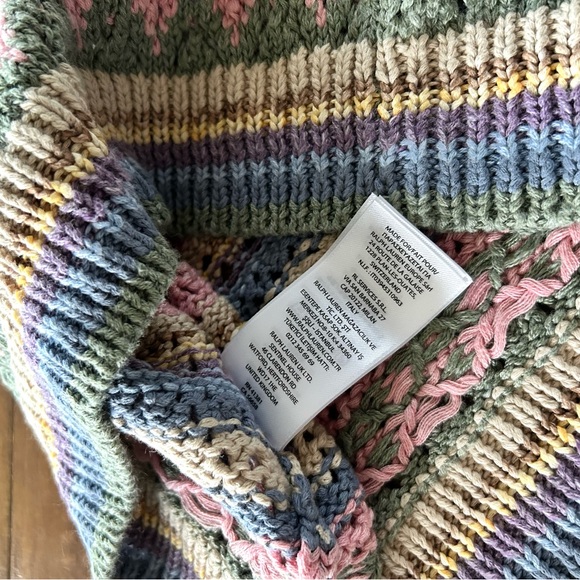 ***SOLD*** POLO RALPH LAUREN SWEATER - WOMENS MEDIUM - CROCHET PASTEL STRIPES - Picture 11 of 13